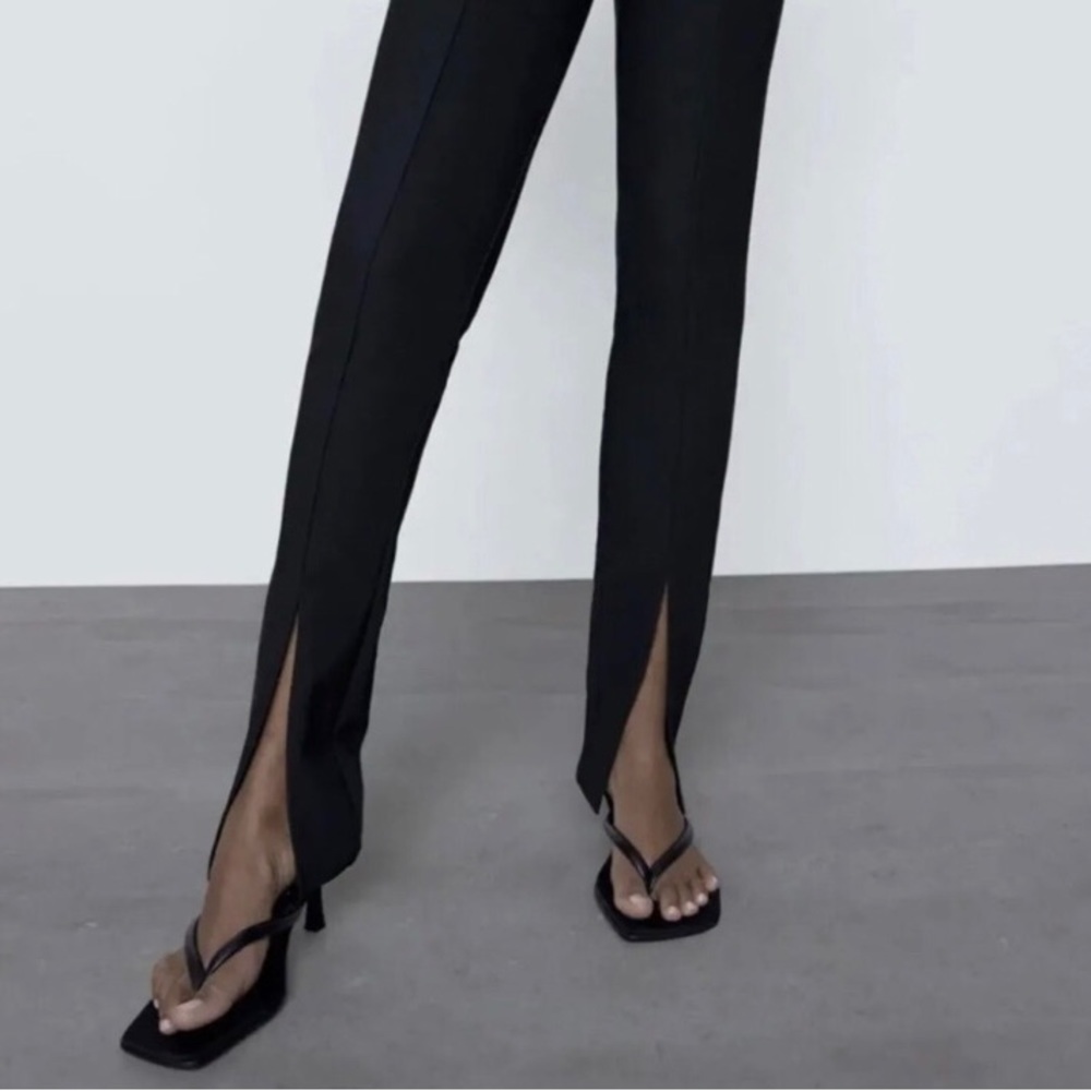 Zara Black Front Split High Rise Leggings